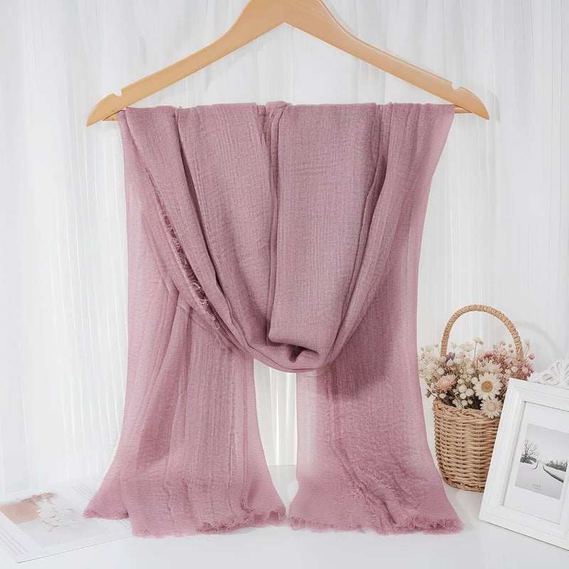 Nydotd Women Summer Cotton Linen Scarf Crinkle Long Beach Shawl Wrap hijab with Fringe - Image 4